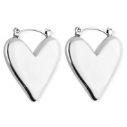 BY31® Roestvrij stalen (RVS) Stainless steel oorbellen / creolen hart Silver