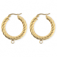 BY31® Roestvrij stalen (RVS) Stainless steel onderdelen oorbellen / creolen twisted met oogje Gold