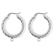 BY31® Roestvrij stalen (RVS) Stainless steel onderdelen oorbellen / creolen twisted met oogje Silver