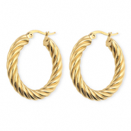 BY31® Roestvrij stalen (RVS) Stainless steel oorbellen / creolen twisted Gold