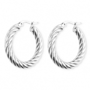 BY31® Roestvrij stalen (RVS) Stainless steel oorbellen / creolen twisted Silver