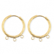 BY31® Roestvrij stalen (RVS) Stainless steel onderdelen oorbellen / creolen twisted met 3 oogjes Gold