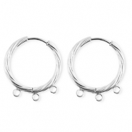 BY31® Roestvrij stalen (RVS) Stainless steel onderdelen oorbellen / creolen twisted met 3 oogjes Silver
