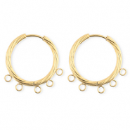 BY31® Roestvrij stalen (RVS) Stainless steel onderdelen oorbellen / creolen twisted met 5 oogjes Gold
