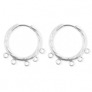 BY31® Roestvrij stalen (RVS) Stainless steel onderdelen oorbellen / creolen twisted met 5 oogjes Silver