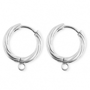 BY31® Roestvrij stalen (RVS) Stainless steel onderdelen oorbellen / creolen twisted met oogje Silver