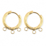 BY31® Roestvrij stalen (RVS) Stainless steel onderdelen oorbellen / creolen twisted met 3 oogjes Gold