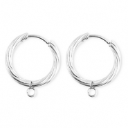 BY31® Roestvrij stalen (RVS) Stainless steel onderdelen oorbellen / creolen twisted met oogje Silver