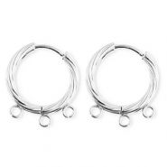 BY31® Roestvrij stalen (RVS) Stainless steel onderdelen oorbellen / creolen twisted met 3 oogjes Silver