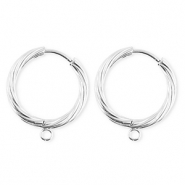 BY31® Roestvrij stalen (RVS) Stainless steel onderdelen oorbellen / creolen twisted met oogje Silver