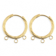 BY31® Roestvrij stalen (RVS) Stainless steel onderdelen oorbellen / creolen twisted met 3 oogjes Gold