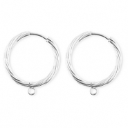 BY31® Roestvrij stalen (RVS) Stainless steel onderdelen oorbellen / creolen twisted met oogje Silver