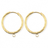 BY31® Roestvrij stalen (RVS) Stainless steel onderdelen oorbellen / creolen twisted met oogje Gold