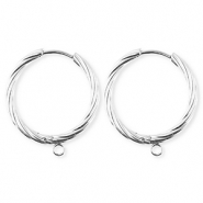 BY31® Roestvrij stalen (RVS) Stainless steel onderdelen oorbellen / creolen twisted met oogje Silver