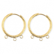 BY31® Roestvrij stalen (RVS) Stainless steel onderdelen oorbellen / creolen twisted met 3 oogjes Gold