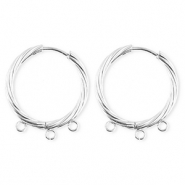 BY31® Roestvrij stalen (RVS) Stainless steel onderdelen oorbellen / creolen twisted met 3 oogjes Silver