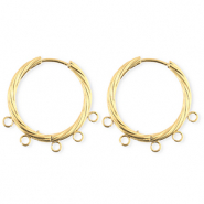BY31® Roestvrij stalen (RVS) Stainless steel onderdelen oorbellen / creolen twisted met 5 oogjes Gold