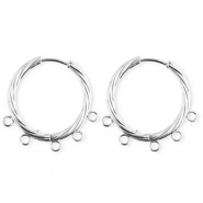 BY31® Roestvrij stalen (RVS) Stainless steel onderdelen oorbellen / creolen twisted met 5 oogjes Silver
