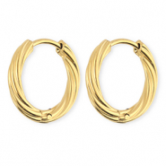 BY31® Roestvrij stalen (RVS) Stainless steel oorbellen / creolen twisted Gold