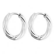 BY31® Roestvrij stalen (RVS) Stainless steel oorbellen / creolen twisted Silver