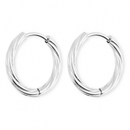 BY31® Roestvrij stalen (RVS) Stainless steel oorbellen / creolen twisted Silver