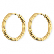 BY31® Roestvrij stalen (RVS) Stainless steel oorbellen / creolen twisted Gold