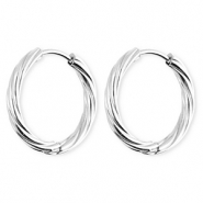 BY31® Roestvrij stalen (RVS) Stainless steel oorbellen / creolen twisted Silver