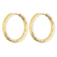BY31® Roestvrij stalen (RVS) Stainless steel oorbellen / creolen twisted Gold