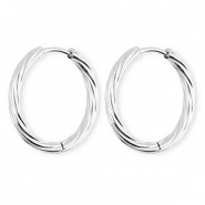 BY31® Roestvrij stalen (RVS) Stainless steel oorbellen / creolen twisted Silver