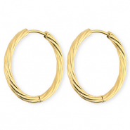 BY31® Roestvrij stalen (RVS) Stainless steel oorbellen / creolen twisted Gold