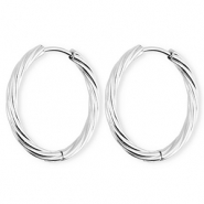 BY31® Roestvrij stalen (RVS) Stainless steel oorbellen / creolen twisted Silver