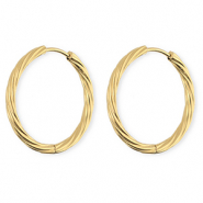 BY31® Roestvrij stalen (RVS) Stainless steel oorbellen / creolen twisted Gold