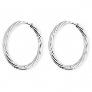 BY31® Roestvrij stalen (RVS) Stainless steel oorbellen / creolen twisted Silver