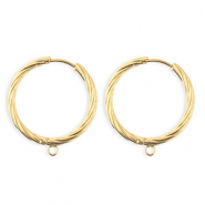 BY31® Roestvrij stalen (RVS) Stainless steel onderdelen oorbellen / creolen twisted met oogje Gold