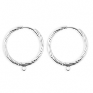 BY31® Roestvrij stalen (RVS) Stainless steel onderdelen oorbellen / creolen twisted met oogje Silver