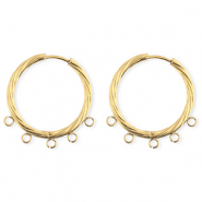 BY31® Roestvrij stalen (RVS) Stainless steel onderdelen oorbellen / creolen twisted met 5 oogjes Gold