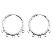 BY31® Roestvrij stalen (RVS) Stainless steel onderdelen oorbellen / creolen twisted met 5 oogjes Silver