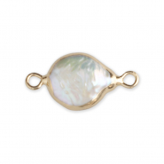 Imperfecte zoetwaterparels tussenstuk rond Gold-Natural white