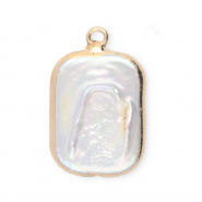 Imperfecte zoetwaterparels bedel rechthoek Gold-Natural white