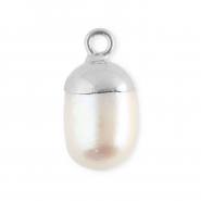 Imperfecte zoetwaterparels bedel round Silver-natural white