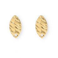 Roestvrij stalen (RVS) Stainless steel onderdelen oorbellen / oorstekers ovaal met oogje Gold