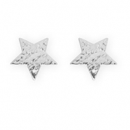 Roestvrij stalen (RVS) Stainless steel onderdelen oorbellen / oorstekers ster met oogje Silver