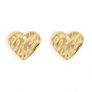 Roestvrij stalen (RVS) Stainless steel onderdelen oorbellen / oorstekers hart met oogje Gold