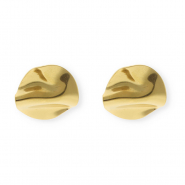 Roestvrij stalen (RVS) Stainless steel onderdelen oorbellen / oorstekers irregular rond met oogje Gold
