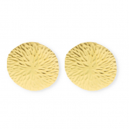 Roestvrij stalen (RVS) Stainless steel onderdelen oorbellen / oorstekers rond met oogje Gold