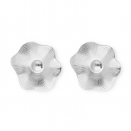 Roestvrij stalen (RVS) Stainless steel onderdelen oorbellen / oorstekers bloem met oogje Silver