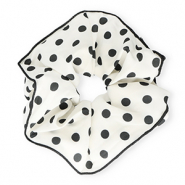 Scrunchies haarelastiek XL dots White-black