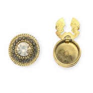 Button covers rond met strass Antique gold-grey-crystal