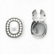 Button covers ovaal met imitatieparels Silver-white
