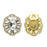 Button covers ovaal facet geslepen met strass Gold-crystal